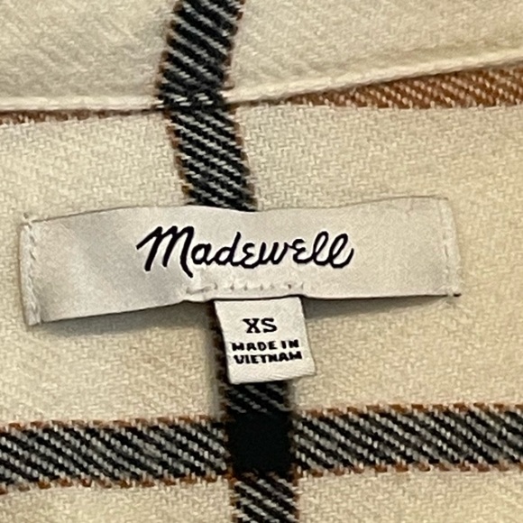 Madewell Oversized Boyfriend Flannel Antique Cream Size XS - Picture 6 of 6